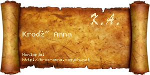 Kroó Anna névjegykártya